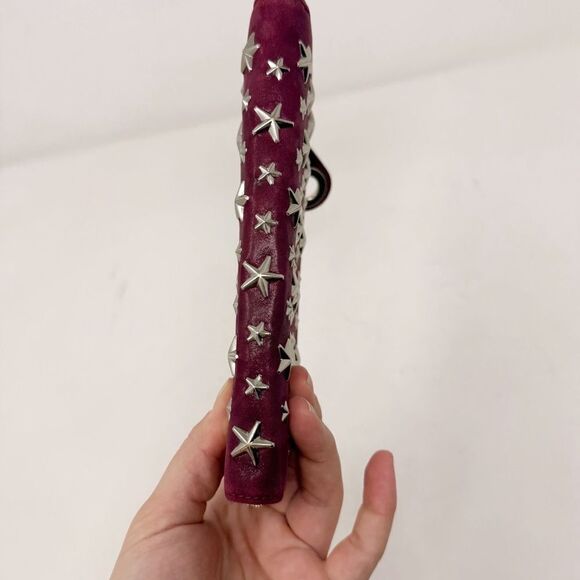 Jimmy Choo Burgundy Star Studded Zip Around Wallet - Picture 4 of 7